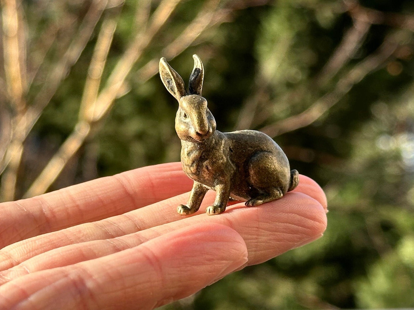 Brass bunny rabbit antique mini Mr. Rabbit Alice