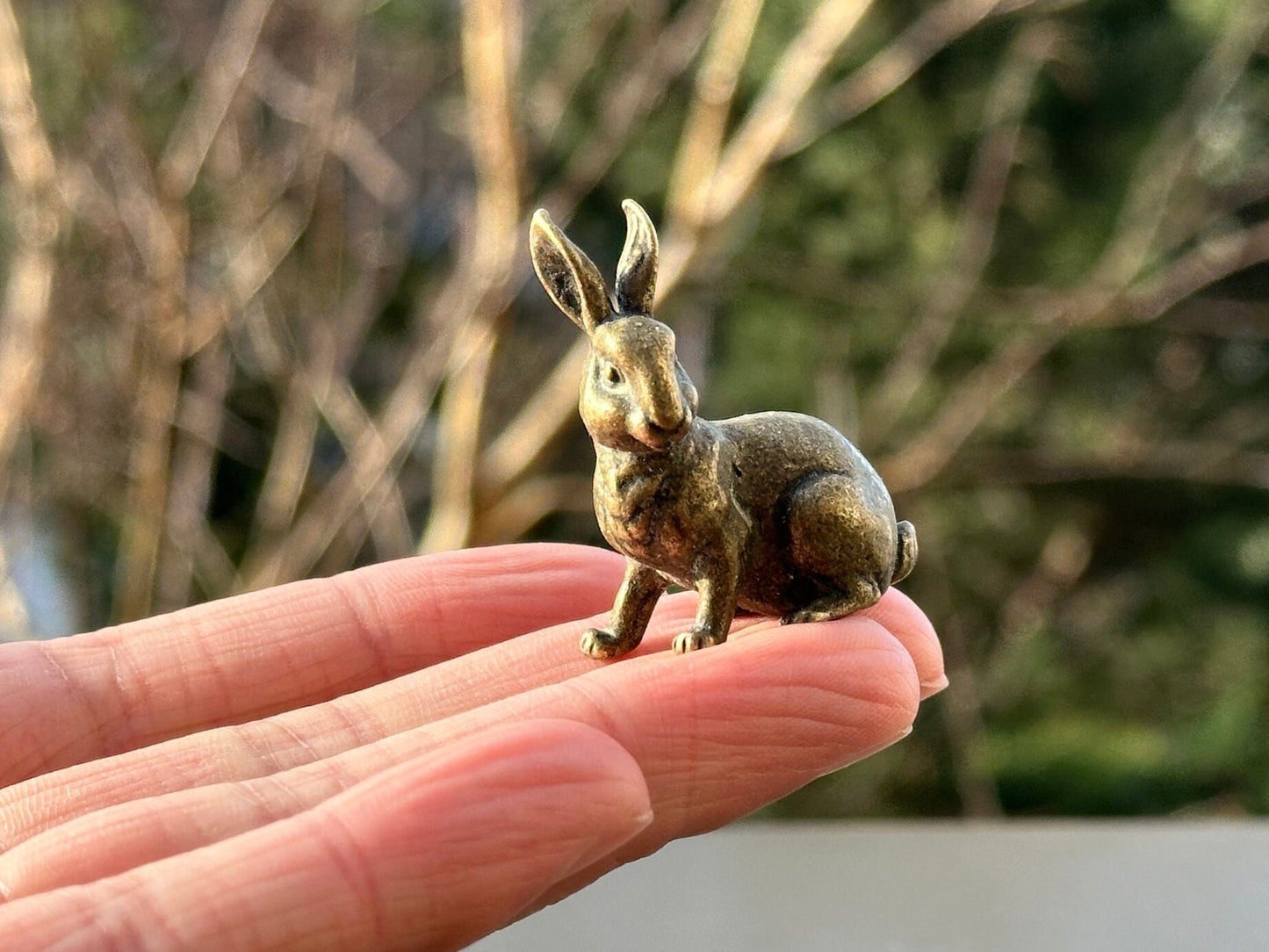 Brass bunny rabbit antique mini Mr. Rabbit Alice