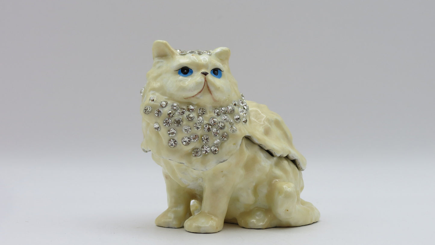 enamel cat jewelry box Christmas happy new year colorful adorable figurine applied rhinestones