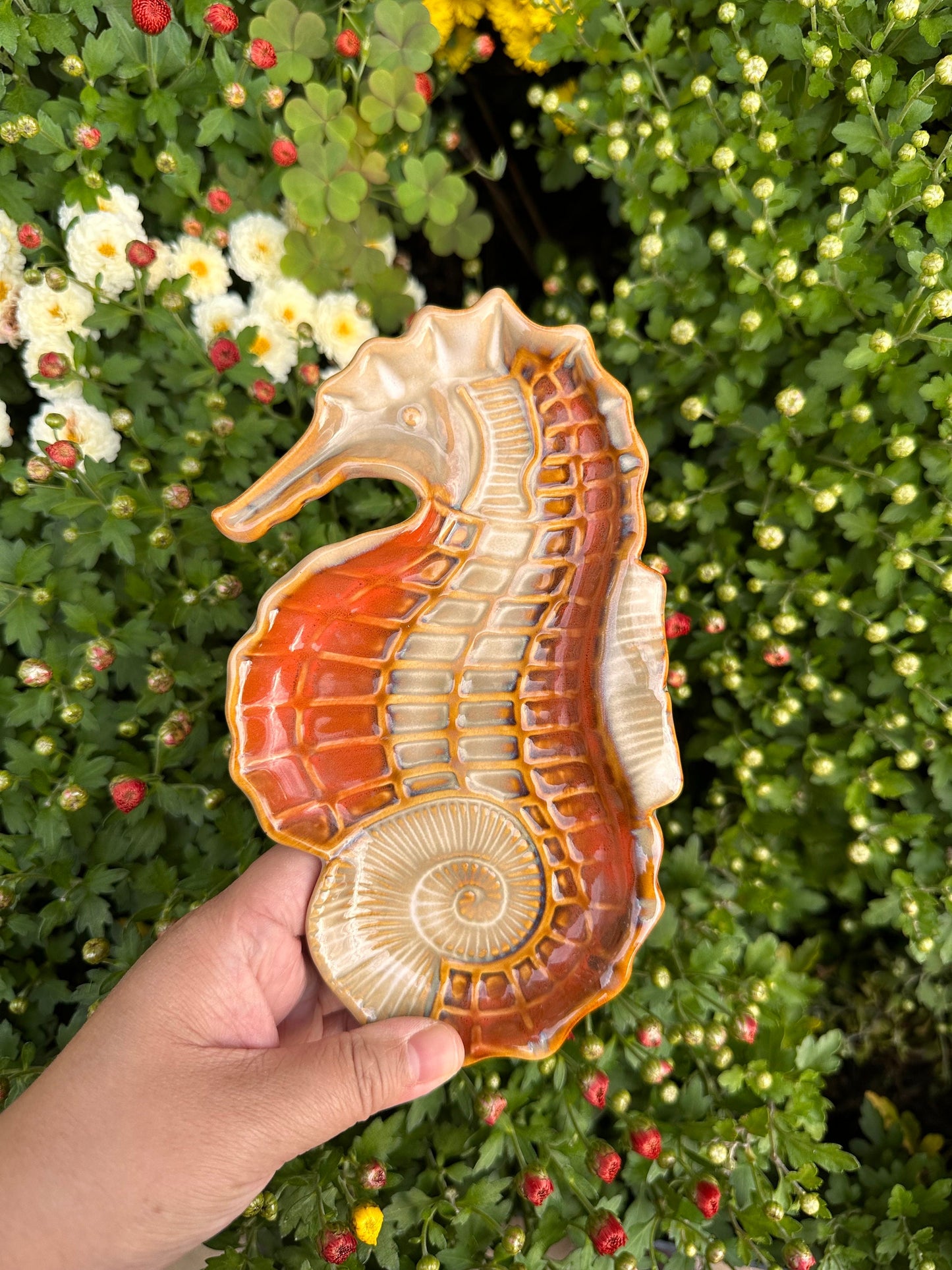 RARE FIND porcelain sea horse plate garden decoration desk ornaments dining decor Christmas gift