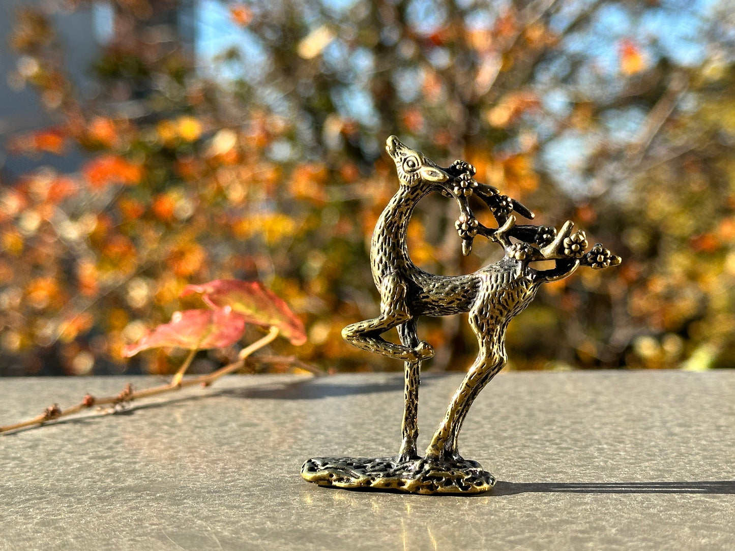 Brass deer antique mini