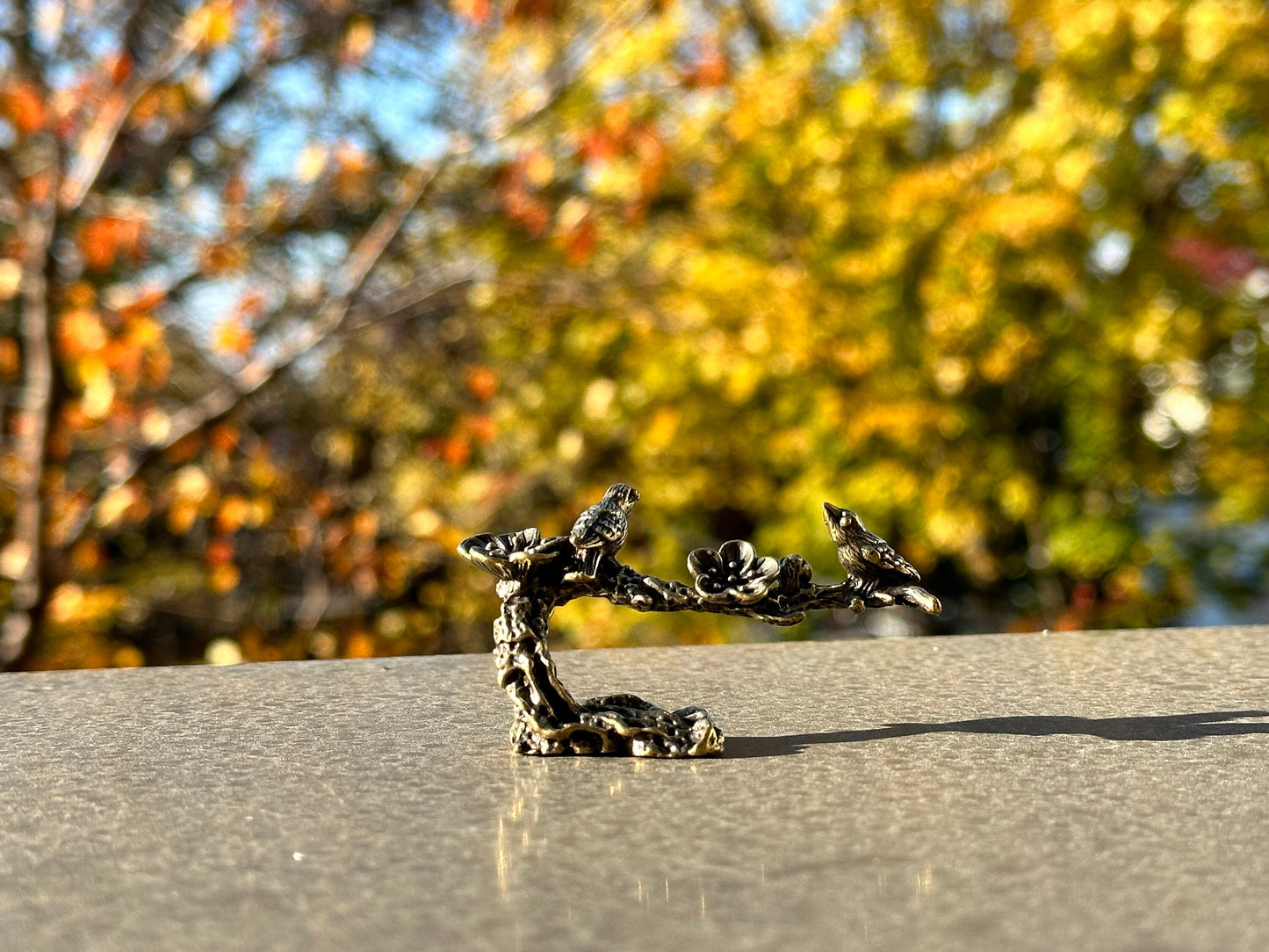 Brass mini birds magpie antique