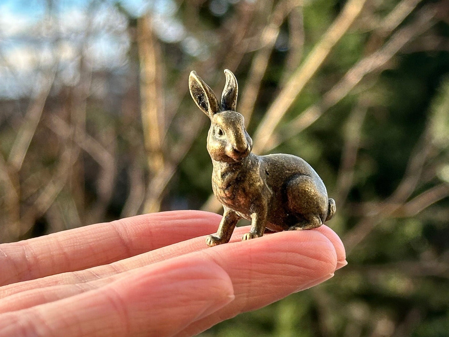 Brass bunny rabbit  antique mini Mr. Rabbit Alice