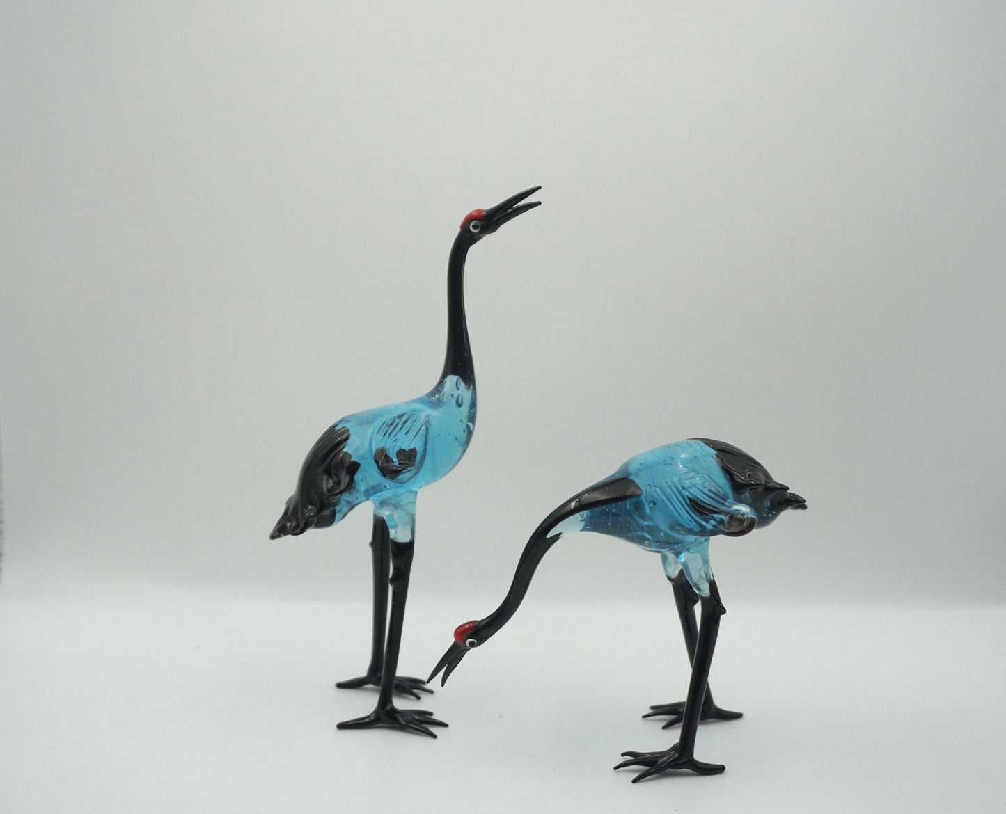 Rare find A pair of Japanese handmade glass crane Heron glass two pieces