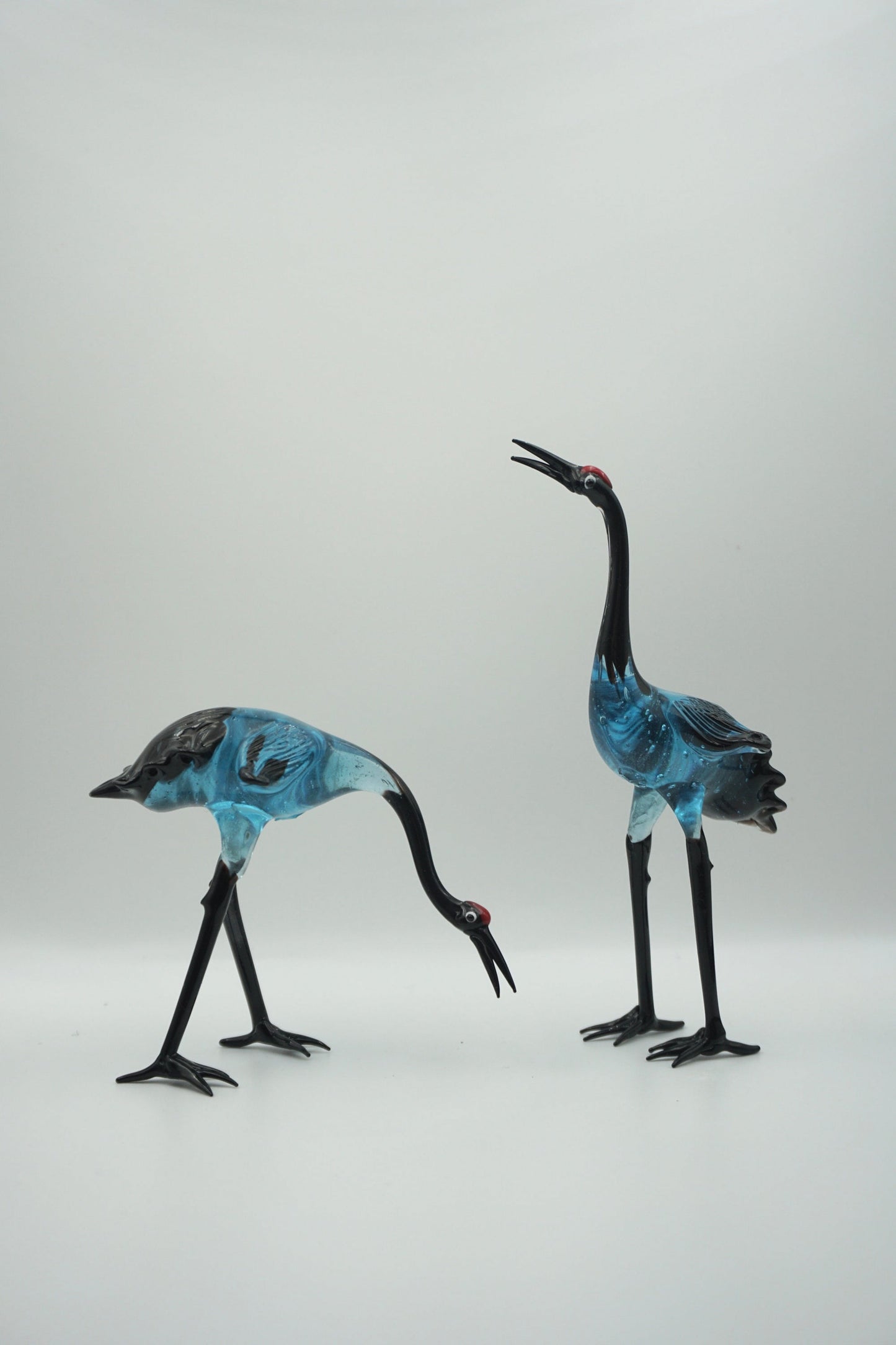 Rare find A pair of Japanese handmade glass crane Heron glass two pieces