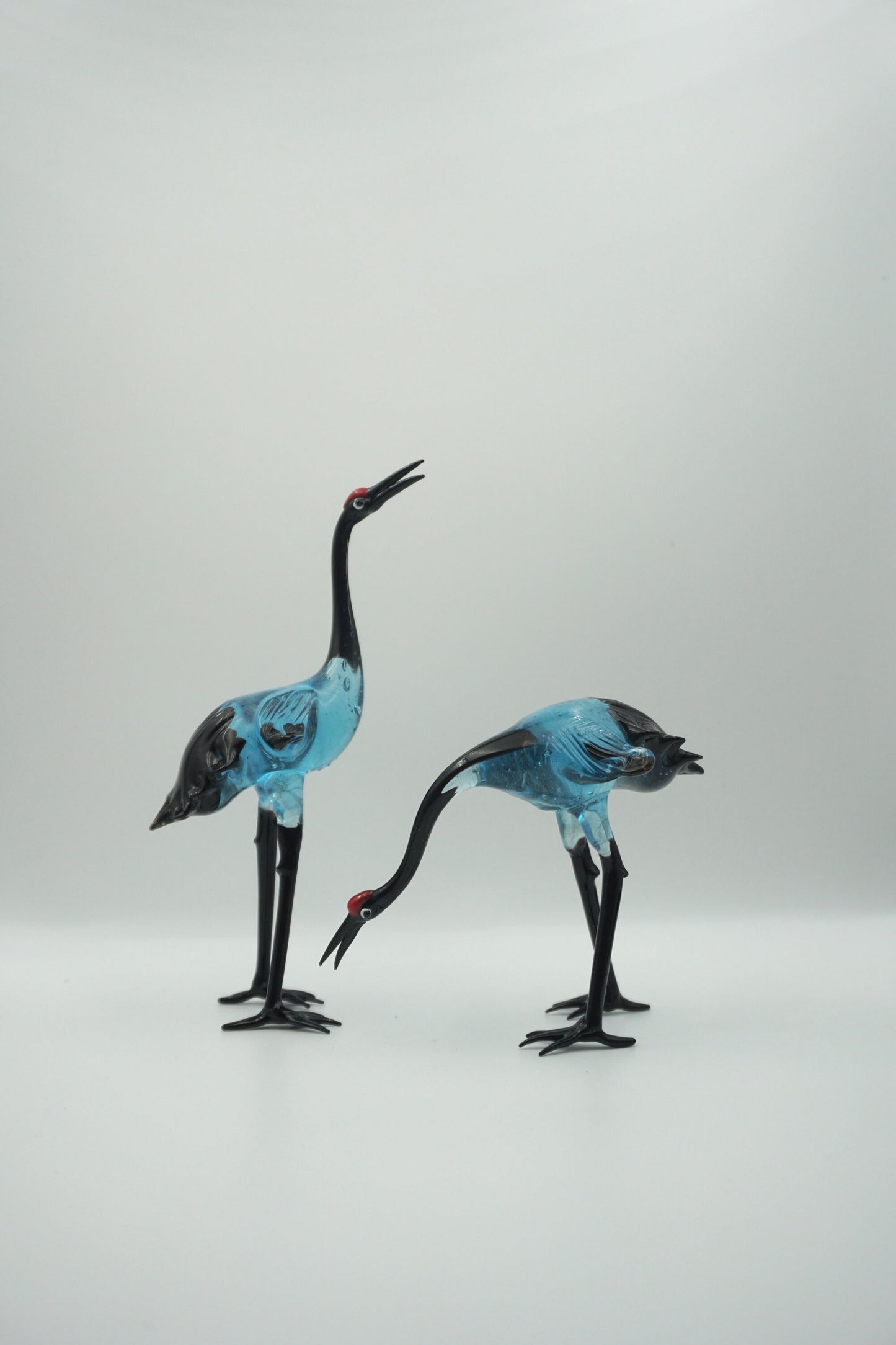 Rare find A pair of Japanese handmade glass crane Heron glass two pieces