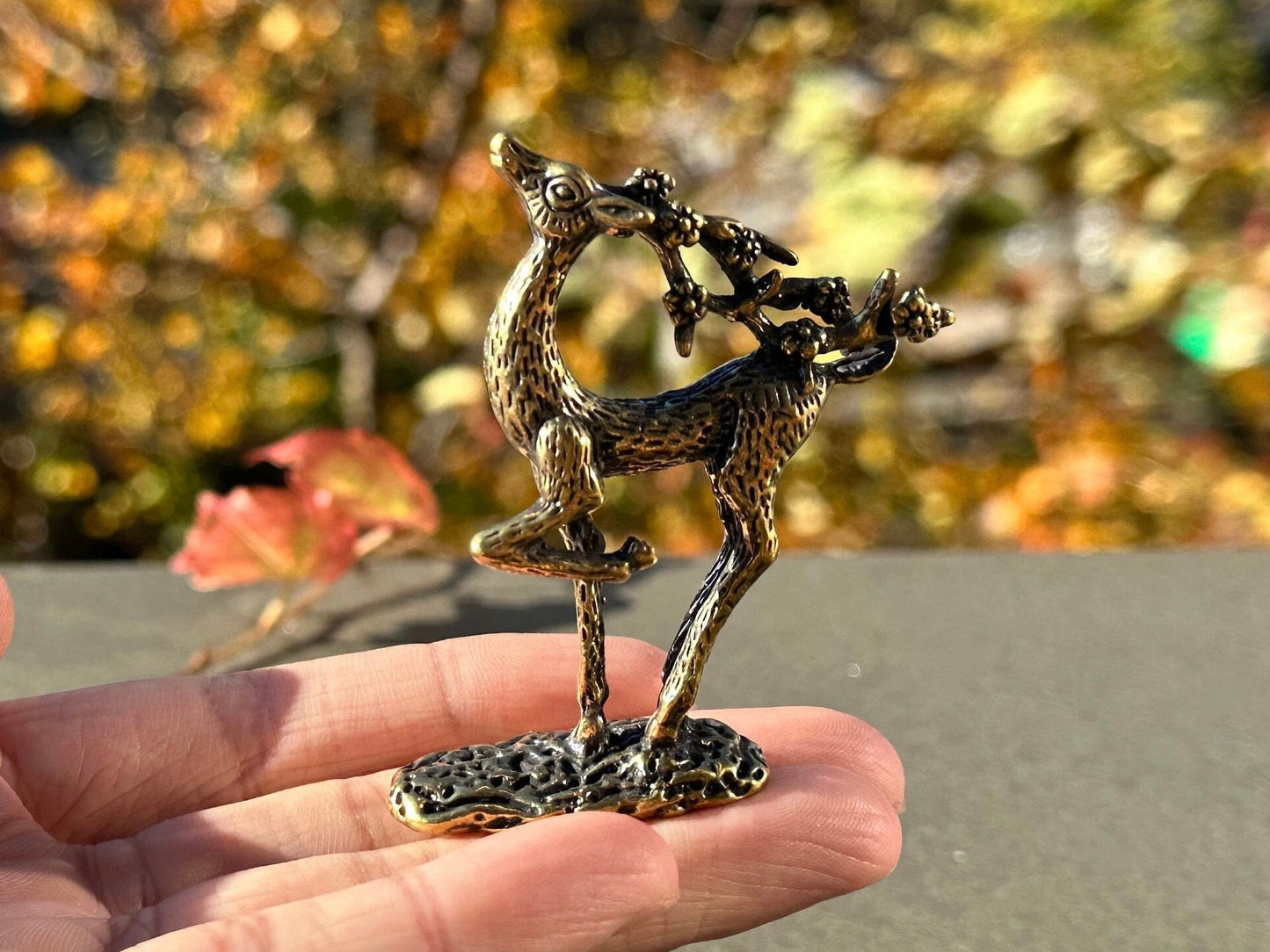 Brass deer antique mini