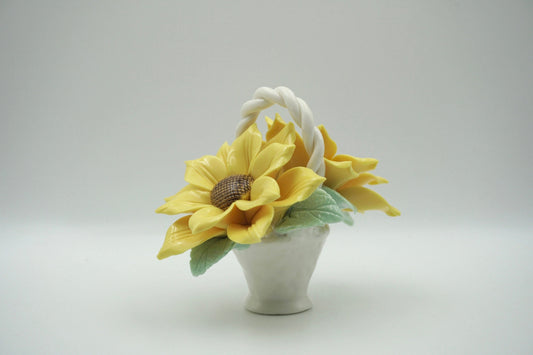 Porcelain ceramic sunflower mini flower basket mini bouquet