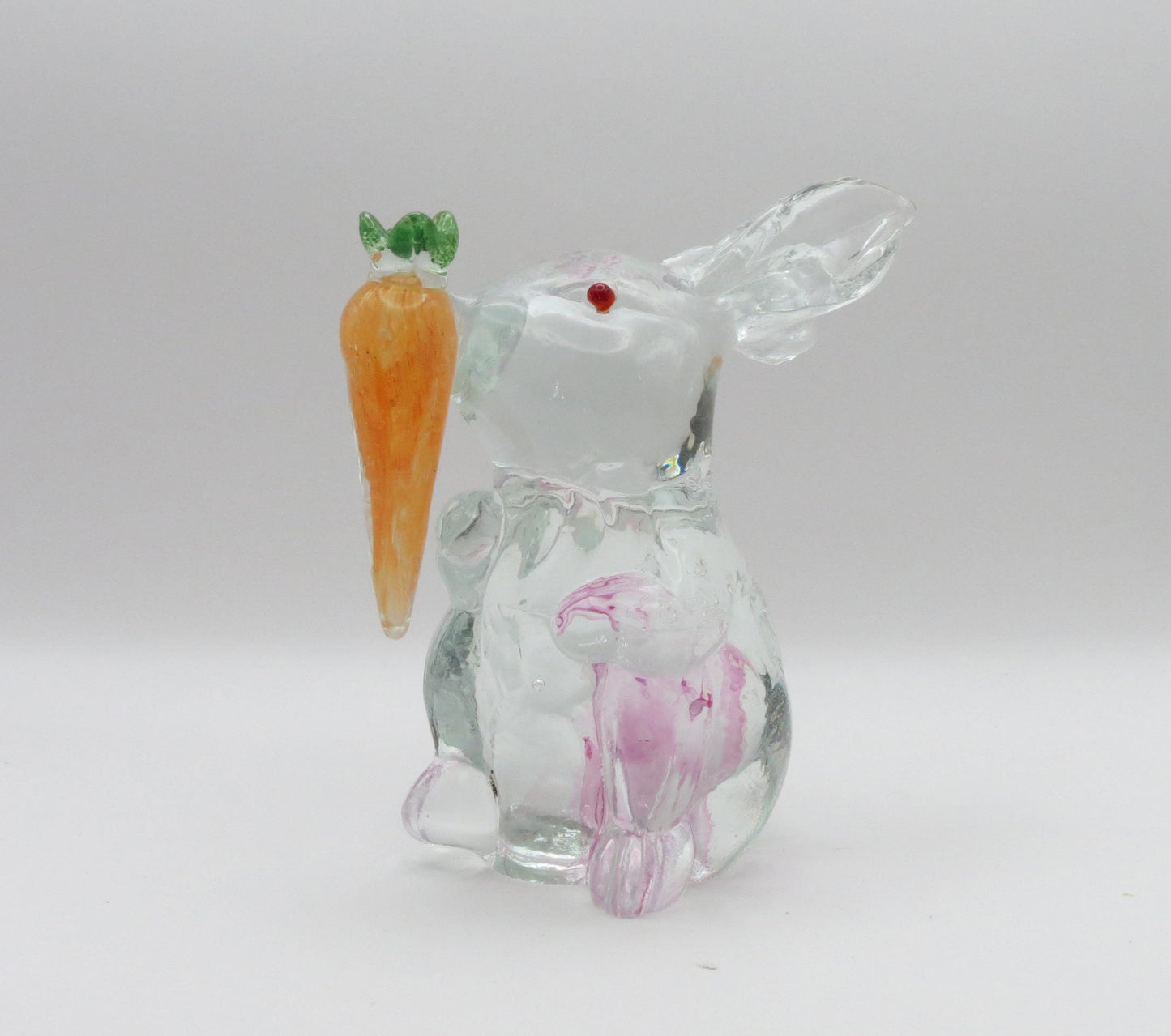 Solid glass rabbit with carrots glass sculpture figurine animal gift halloween Christmas happy new year adorable figurine