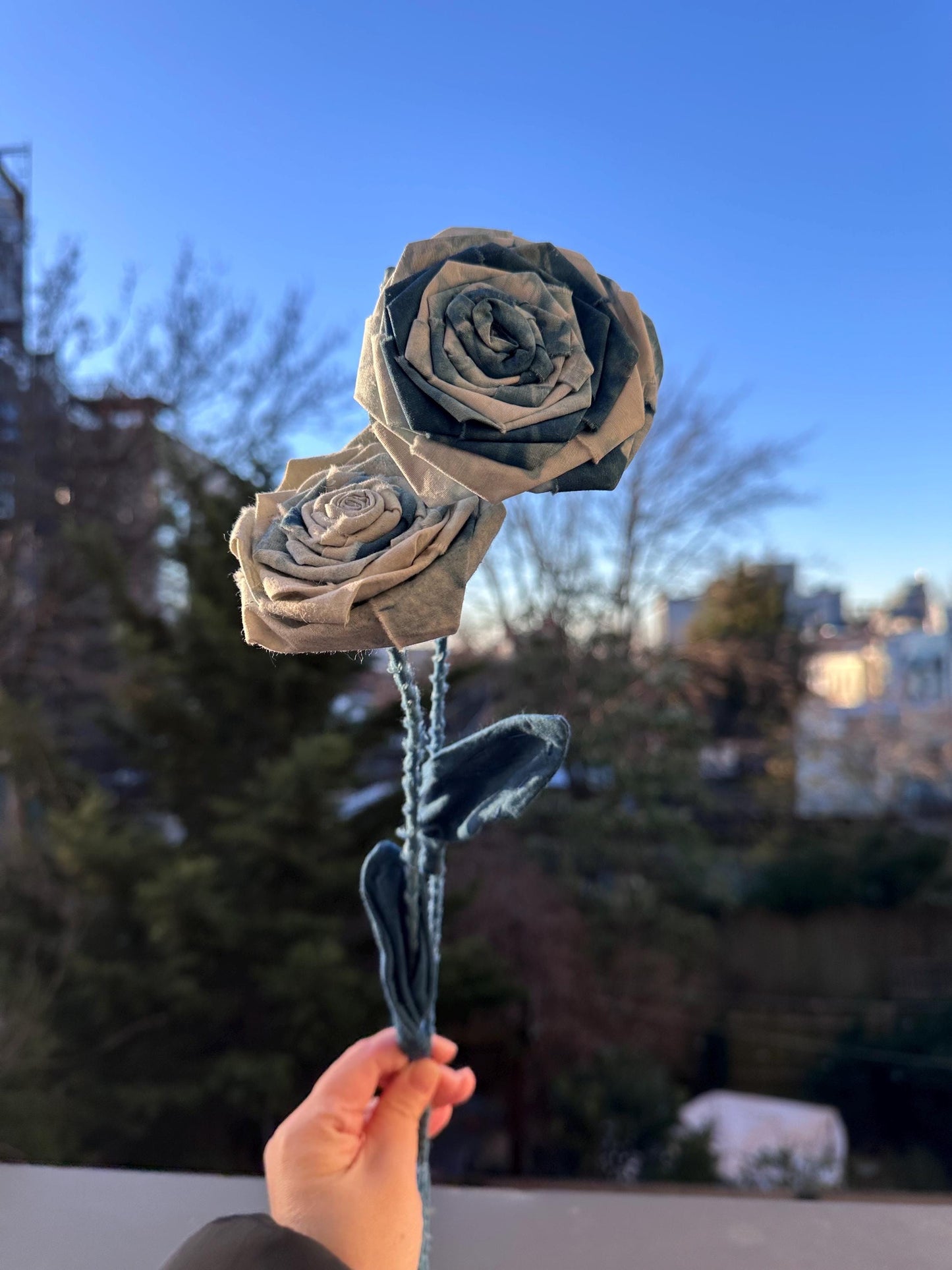 First batch drop!Fabric indigo tie dye roses lily lavender cotton for Valentine’s Day handmade fabric tie dye flowers price for one